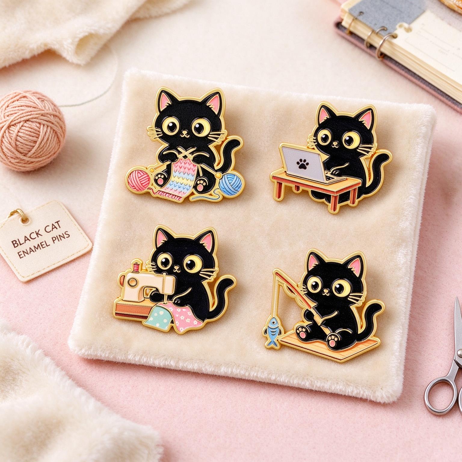 Kawaii Tech Accessories - Ensemble de 4 broches en émail
